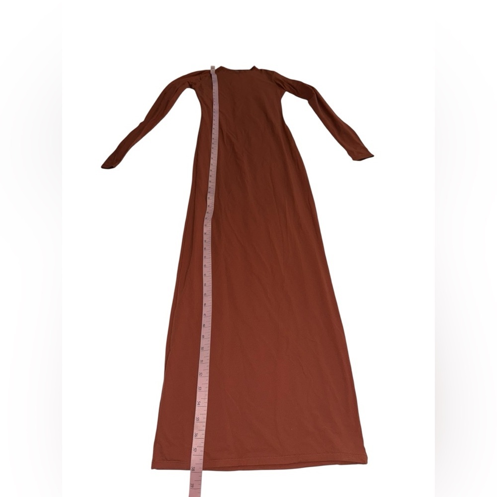 SKIMS Fits Everybody Long Sleeve Crew Mock Neck Midi Dress - Size Medium - Picture 6 of 7
